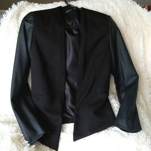 Black blazer with faux leather sleaves